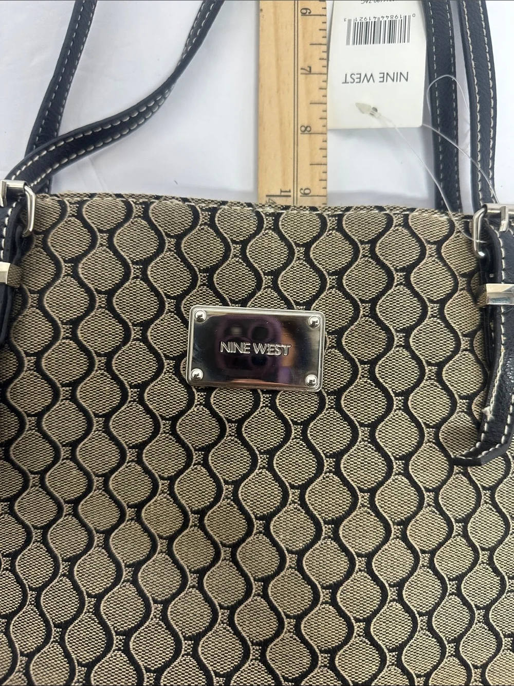 Nine West Tan and Black Geometric Tote